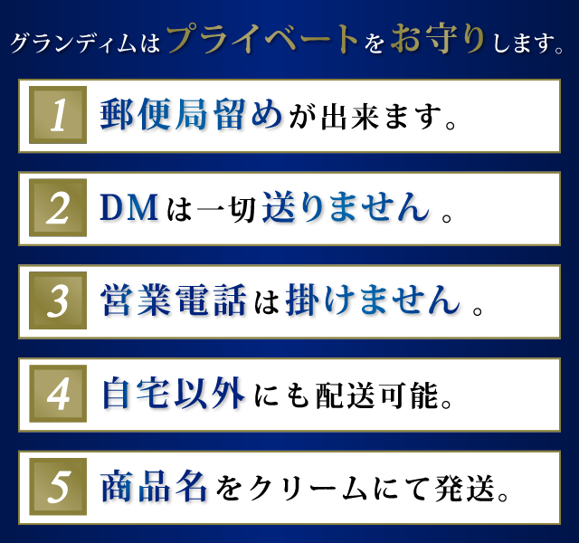 グランディムはプライベートをお守りします。
